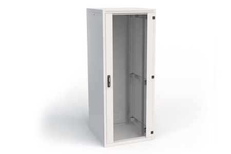 Stand Cabinet met glazen voor- en achter deur 27U (800x1000) (RAL7035)