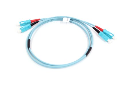 Cordon de raccordement SC/UPC-SC/UPC Duplex OM3 (50/125) 1M (2,8mm/Aqua)