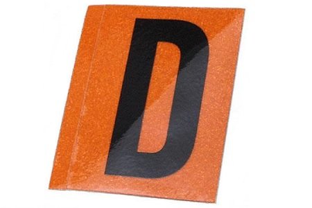 Sticker 'D' (zwart/oranje)