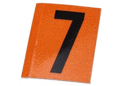 Sticker '7' (zwart/oranje)