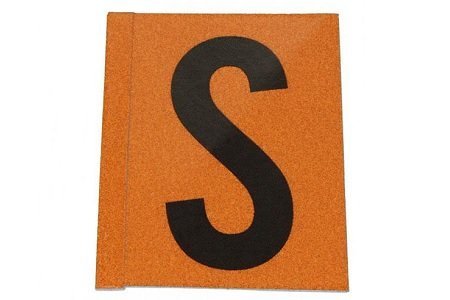 Sticker 'S' (zwart/oranje)